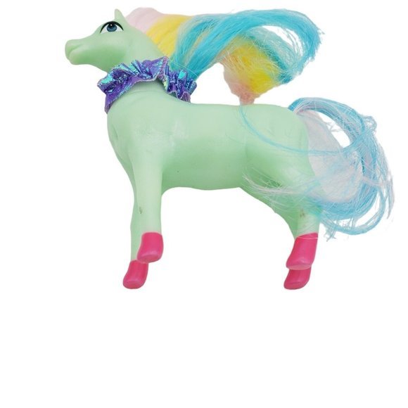 VTG Mint Blue Rainbow Mane Miniature Pony Horse 4" 80s Toy Minnie Winnies Little - Picture 4 of 5